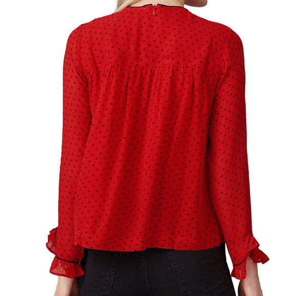 GANNI Red Satin Black Trim Top - Picture 3 of 4